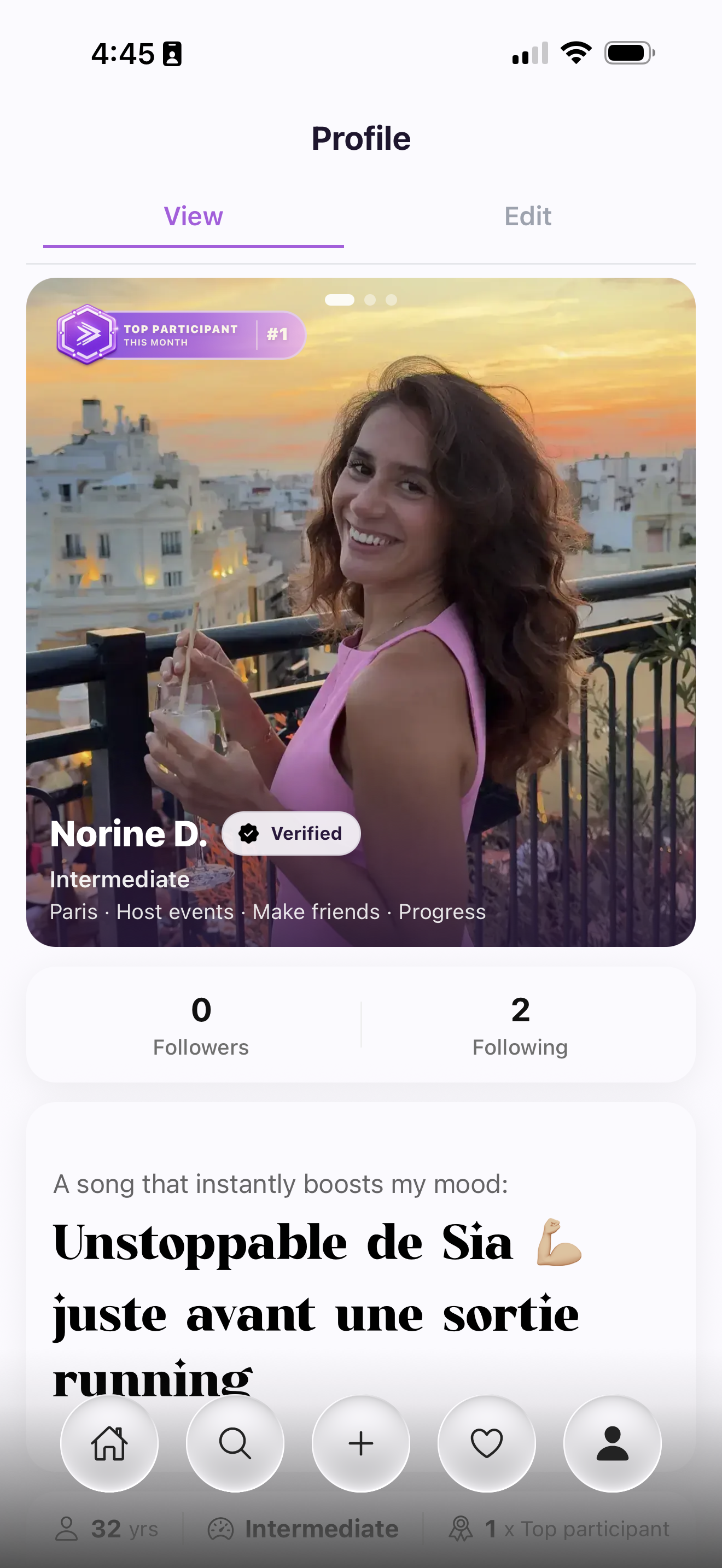Risen app — profil utilisateur, badges et classement